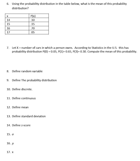 SOLVED:Using the probability distribution the table below, what is the ...