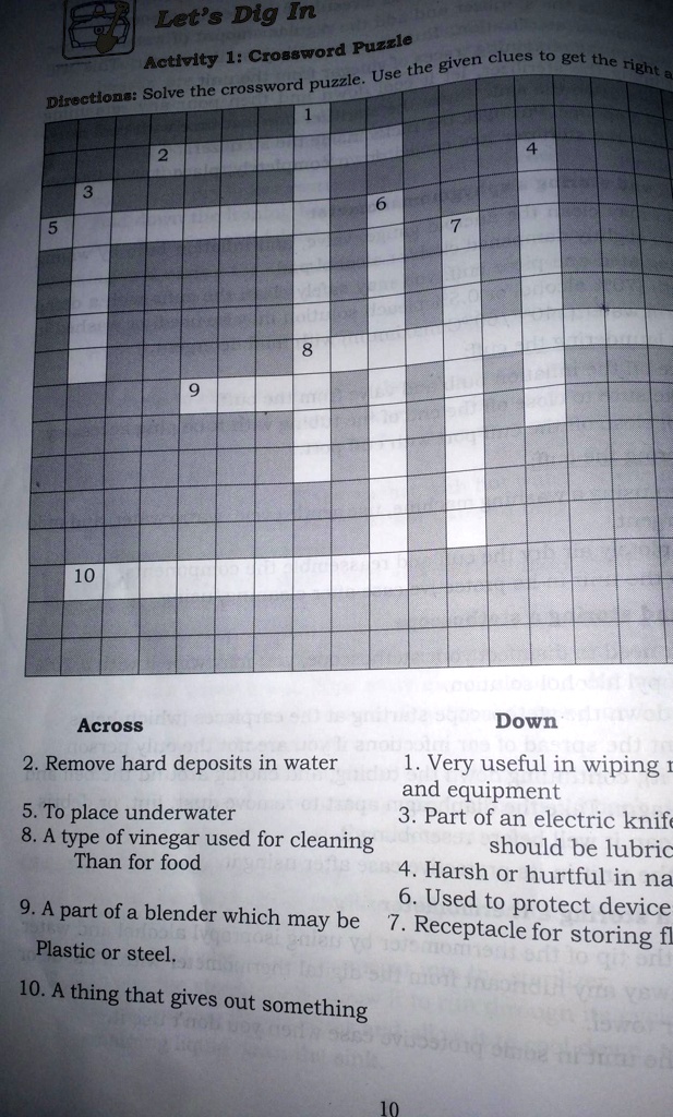 SOLVED: Help po please! - TLE 7 crossword puzzle Directions: Solve the  crossword puzzle. Use the given clues to arrive at the right answer. Across  2. More had deposits than water. (8