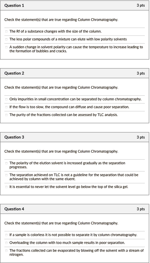 SOLVED Question 1 3 pts Check the statement(s) that are true regarding