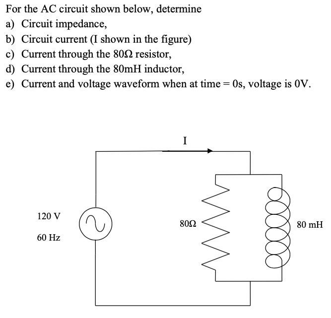 SOLVED: For the AC circuit shown below, determine a) Circuit impedance ...