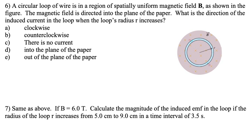 a circular loop of wire is in a region of spatially uniform magnetic ...