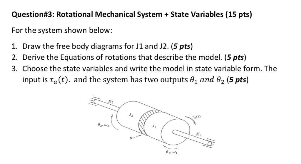 Question#3: Rotational Mechanical System + State Variables (15 pts) For ...