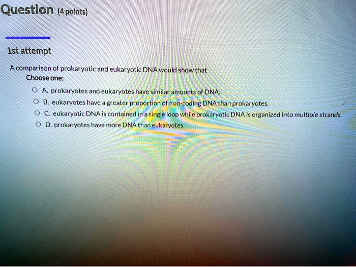 SOLVED Question (4 points) 1st attempt A comparison of prokaryotic and