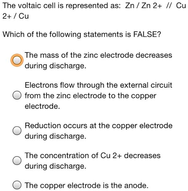 SOLVED The voltaic cell is represented as Zn Zn 2+ // Cu 2+ / Cu