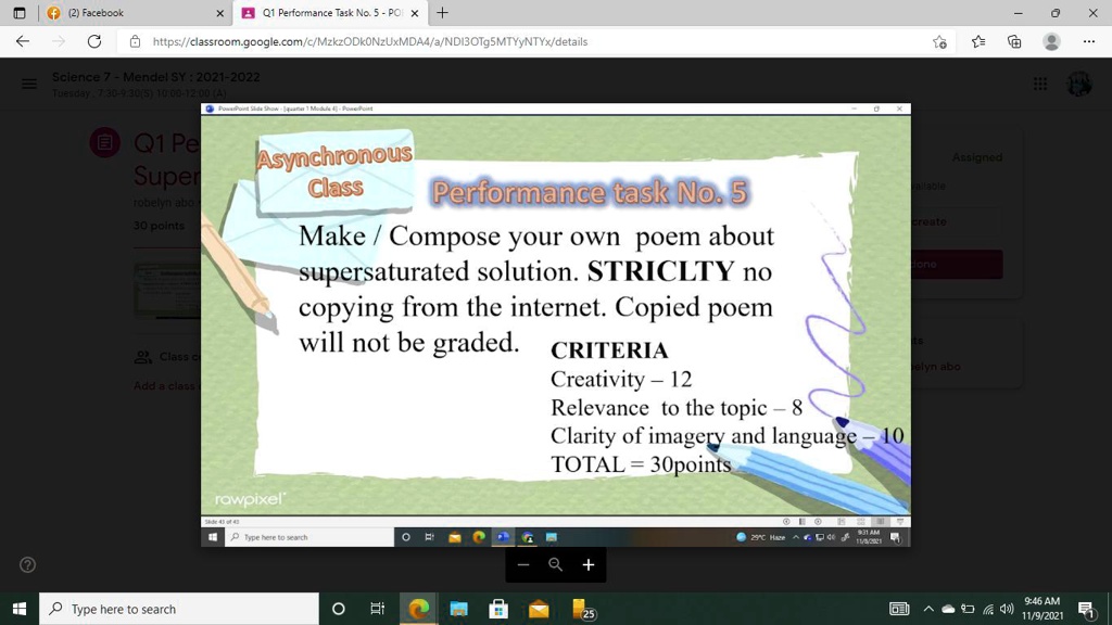 ? (2) Facebook X Q1 Performance Task No. 5 - POI X + ? C https ...