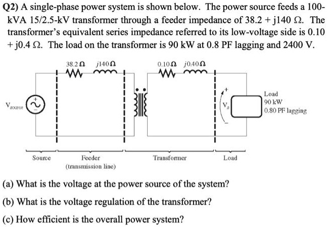 SOLVED: Q2) A single-phase power system is shown below. The power ...