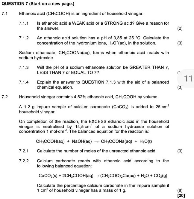 Solved 71 Ethanoic Acid Ch3cooh Is An Ingredient Of Household Vinegar 711 Is Ethanoic 6078