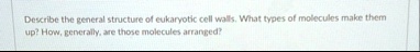 describe the general structure of eukaryotic cell walls what types of molecules make them up how generally are those molecules arranged 30083