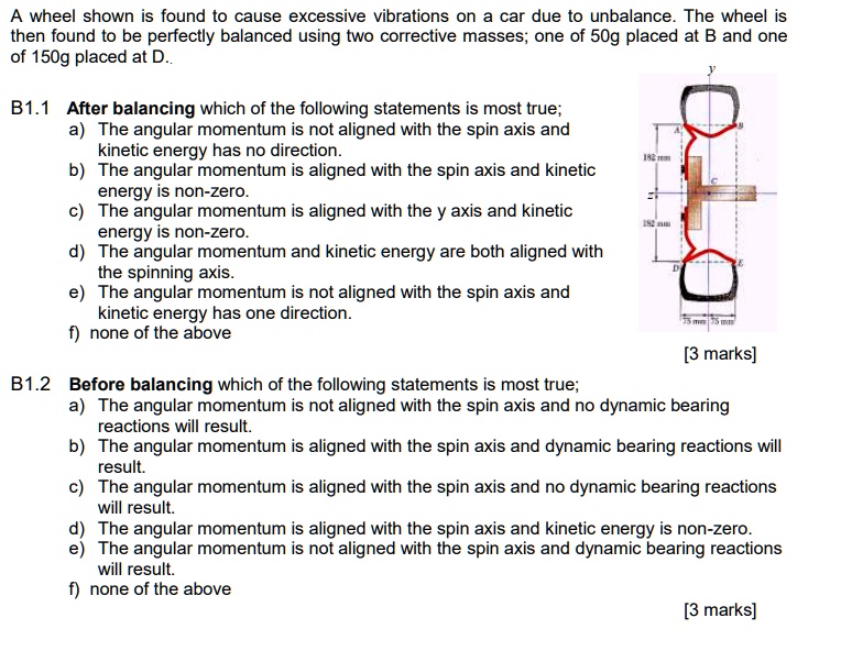 SOLVED A wheel shown is found to cause excessive vibrations on a car due to unbalance. The