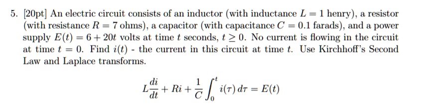 SOLVED: [2Opt] An electric circuit consists of an inductor (with ...