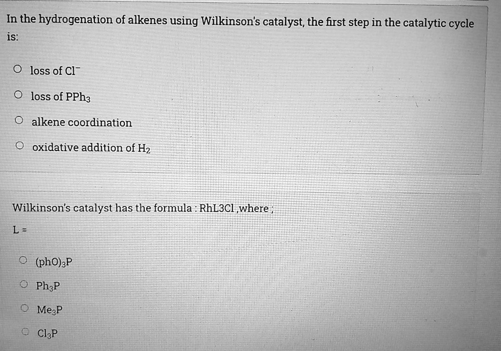 wilkinson catalyst reaction with alkene