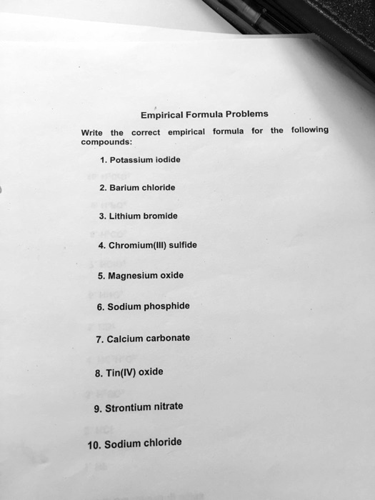 SOLVED Empirical Formula Problems Write the correct empirical formula