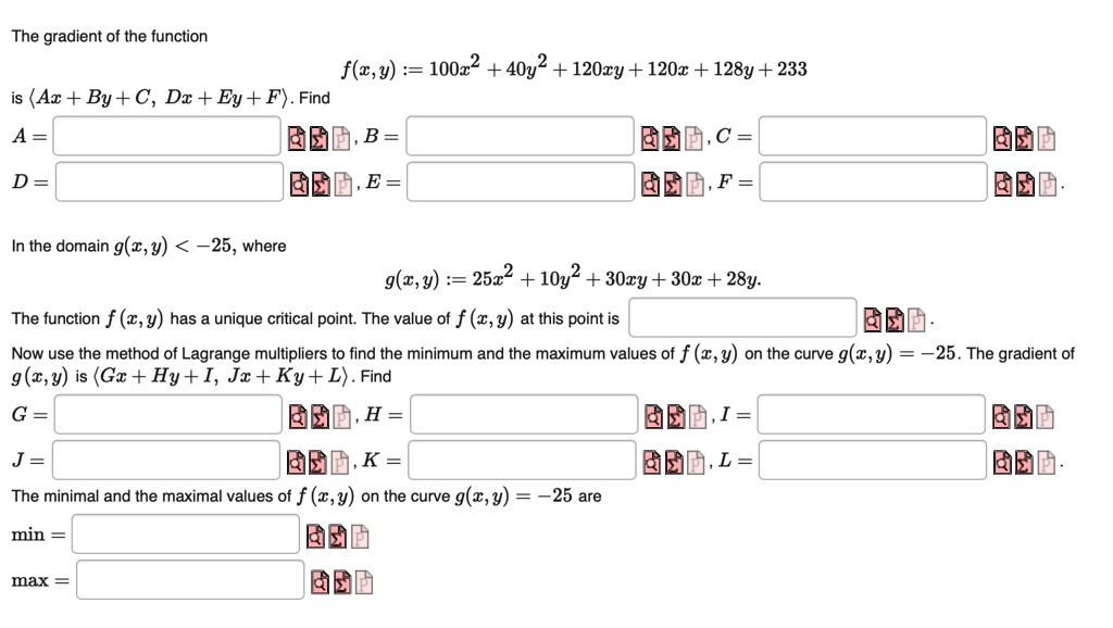 Solved The Gradient Of The Function F Z Y 100z2 40y2 1zy 12 128y 233 Is Az By C Dr Ey F Find A