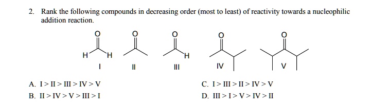 Solved Rank The Following Compounds In Decreasing Order Most To Least Of Reactivity Towards 1611