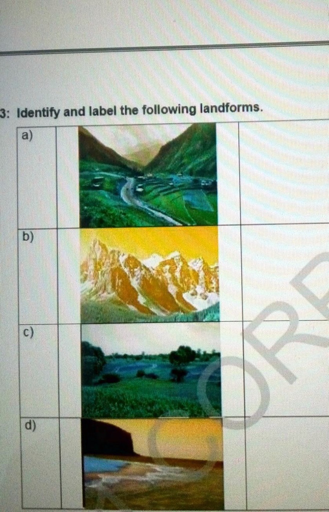 'identify And Label The Following Landforms 3: Identify And Label The ...