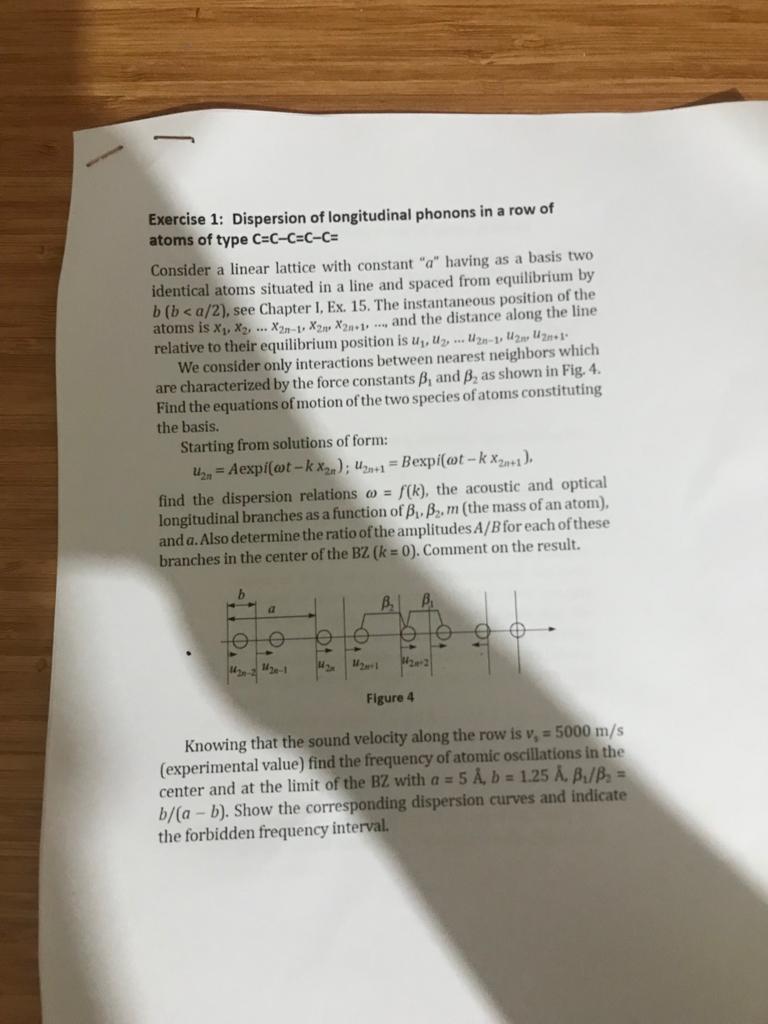 SOLVED: Exercise 1: Dispersion of longitudinal phonons in a row of ...