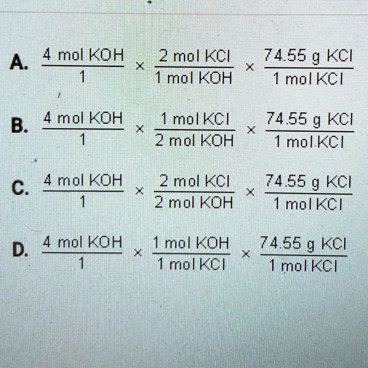 Solved Which Equation Shows How To Calculate How Many Grams G Of