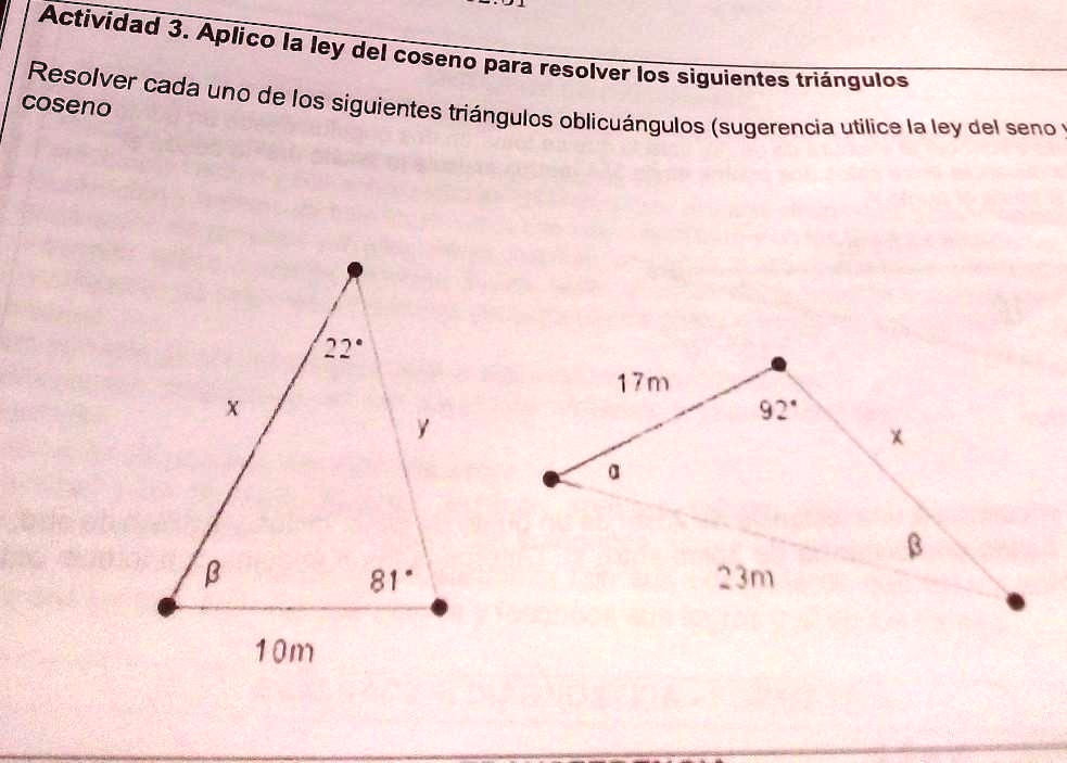 SOLVED: Resolver Cada Uno De Los Siguientes Triángulos Oblicuangulos ...