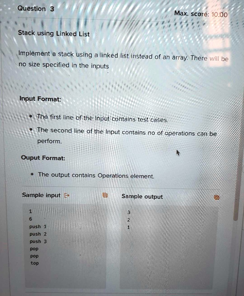 SOLVED: Title: Stack Implementation using Linked List in Java ...