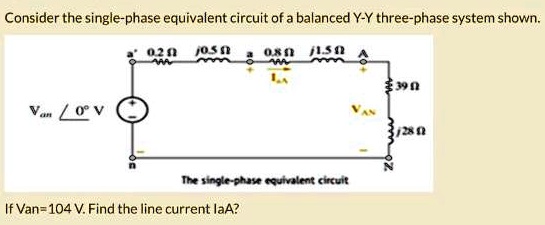 Consider the single-phase equivalent circuit of a balanced Y-Y three ...