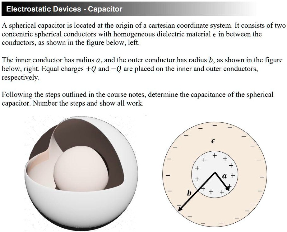 Sphere Capacitance Electrostatic Devices - Capacitor A spherical capacitor is located at ...