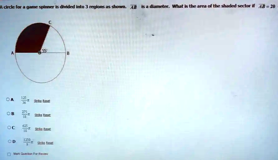 A circle for a game spinner is divided into 3 regions as shown. AB is a ...