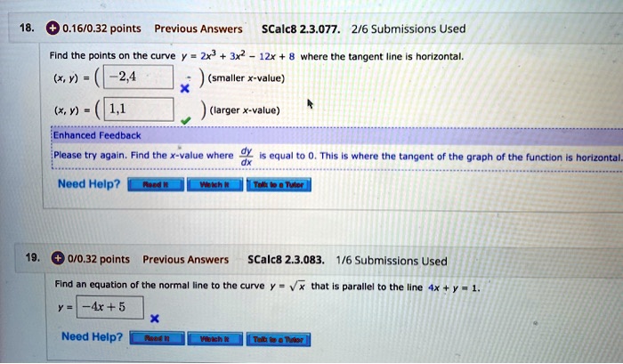 0 16 0 32 Points Previous Answersscalc8 2 3 077 2 6 S Itprospt