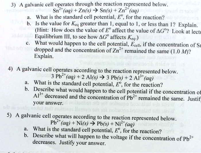 SOLVED 3) A galvanic cell operates through the reaction represented
