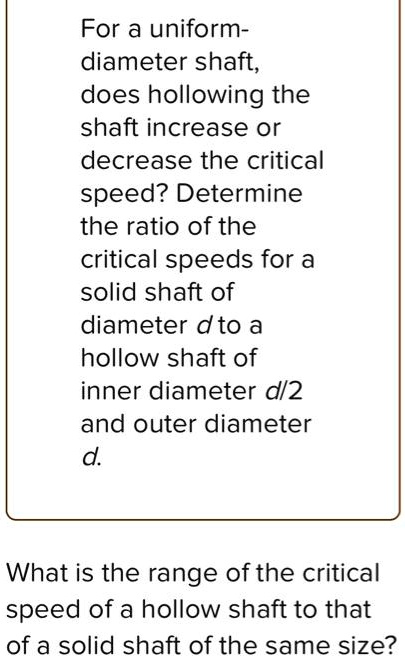 SOLVED: For a uniform diameter shaft does hollowing the shaft increase