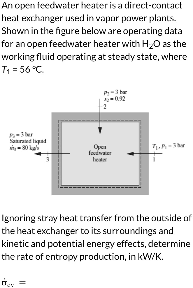 SOLVED An open feedwater heater is a directcontact heat exchanger