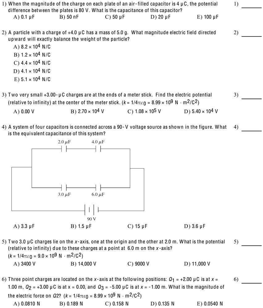 SOLVED: Solve questions 5 and 6. I) When the magnitude of the charge on ...