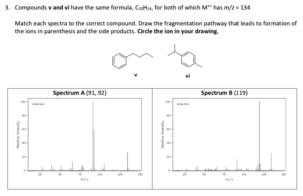 SOLVED: Compounds v and vi have the same formula, C10H14, for both of ...