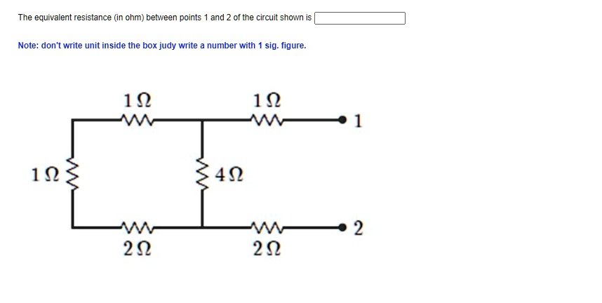 The equivalent resistance (in ohm) between points 1 and 2 of the ...
