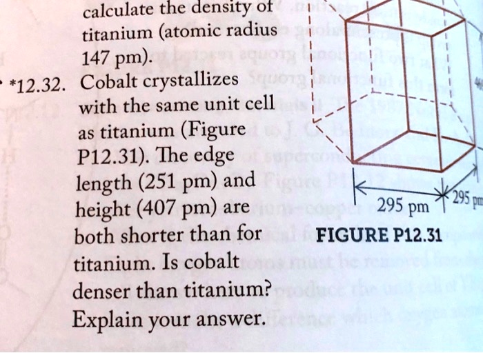 SOLVED calculate the density of titanium (atomic radius 147 pm) *12.