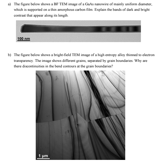 a the figure below shows a bf tem image of a gaas nanowire of mainly ...