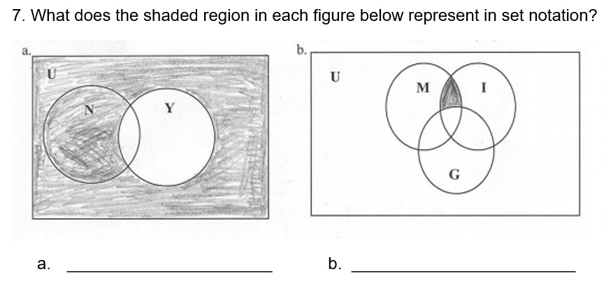 7 What does the shaded region in each figure below represent in set ...