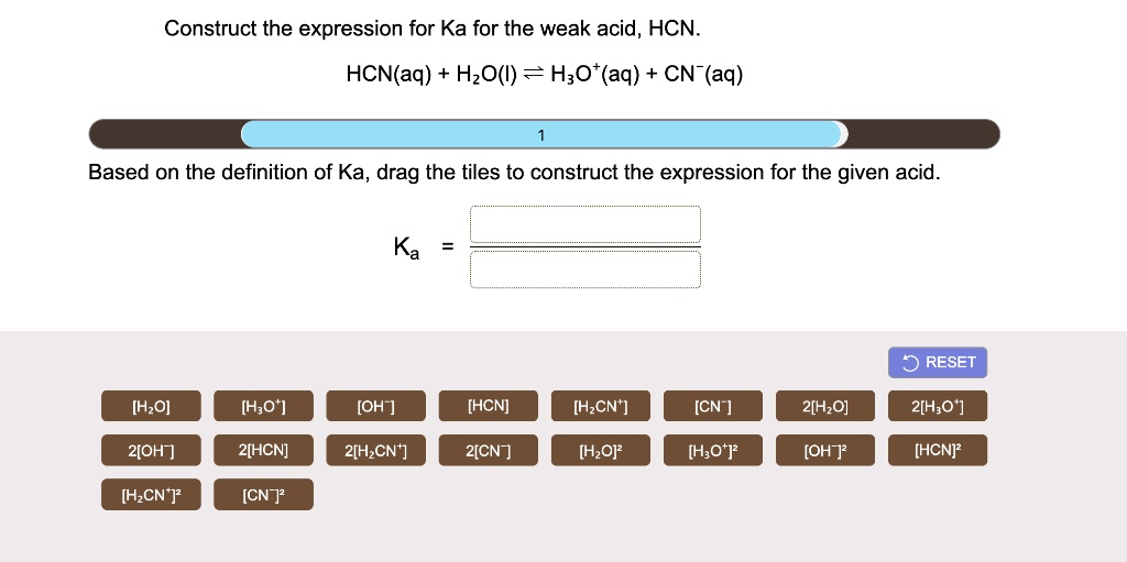 SOLVED Construct The Expression For Ka For The Weak Acid HCN HCN Aq HzO HzOt Aq CN Aq