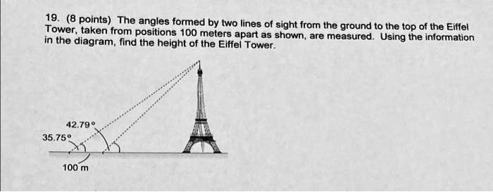 19. C8 Points) The angles formed by two lines of sight from the ground