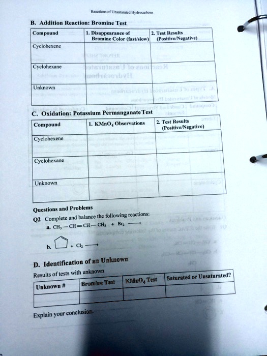 SOLVED Addition Bromine Test Compound Disapparince TlRulta