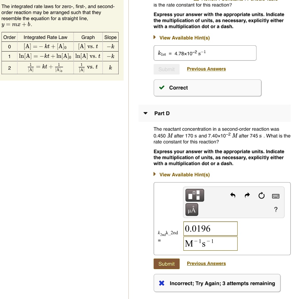 the integrated rate laws for zero first and second order reaction may ...