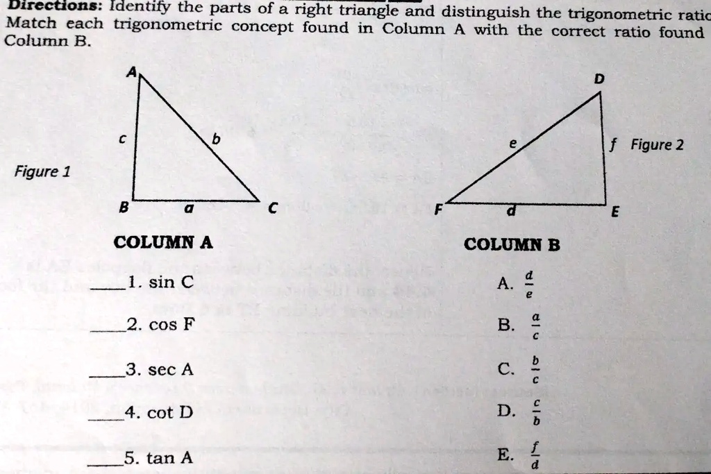 SOLVED: Instructions: Identify The Parts Of A Right Triangle And ...