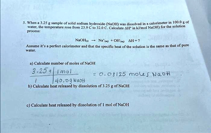 Solved What Is B And C Process Naoh H O Naoh H O A Calculate Number Of Moles Of Naoh