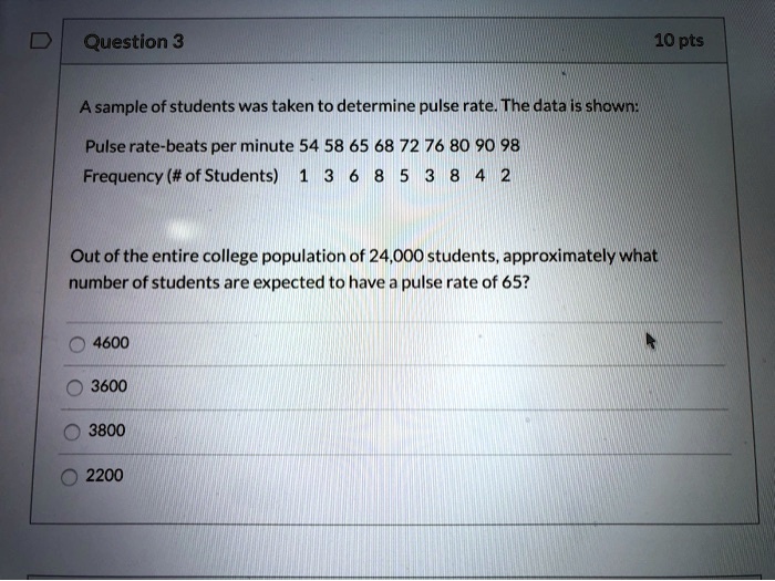 A sample of students was taken to determine pulse rate. The...