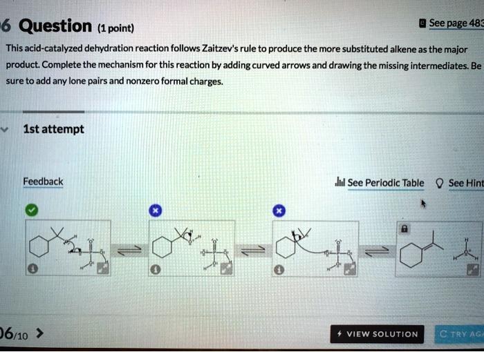 6 Question 1 Point See Page 48 This Acid Catalyzed Dehydration Reaction ...