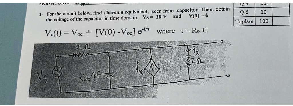 SOLVED: 1- For the circuit below, find Thevenin equivalent, seen from ...