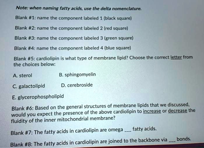 SOLVED Note When naming fatty acids, use the delta nomenclature
