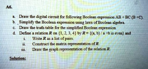 46 draw the digital circuit for following boolean expression ab bc b0 ...