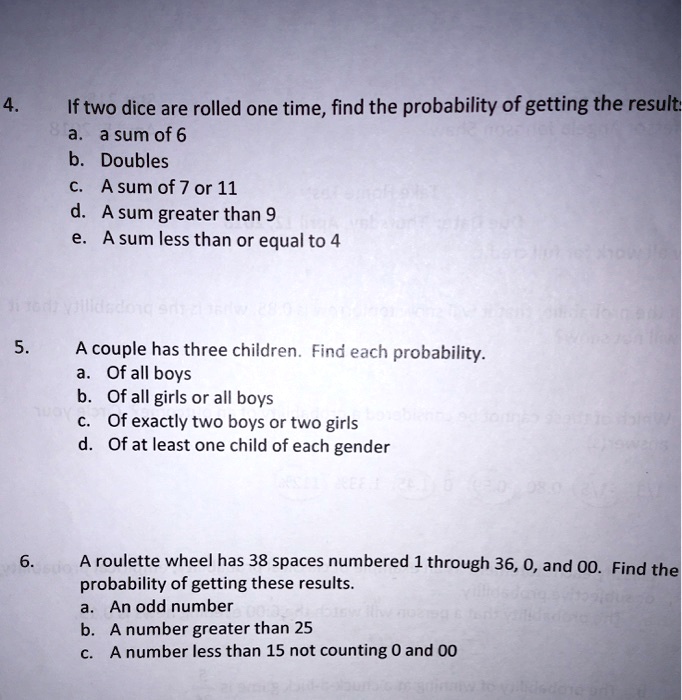 Find the probability of getting more than 7 when two dice are