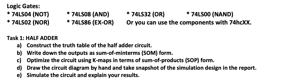 SOLVED: Texts: Logic Gates: * 74LS04 (NOT) * 74LS02 (NOR) * 74LS08 (AND ...