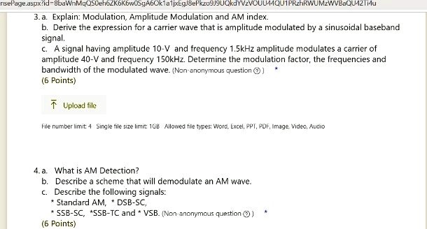 SOLVED: A. Explain Modulation, Amplitude Modulation, And AM Index. B ...